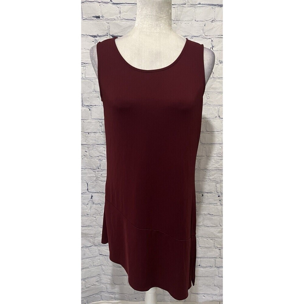 Susan Graver Style Red Asymmetrical Red 3/4 Sleeve Top mini dress XS QVC